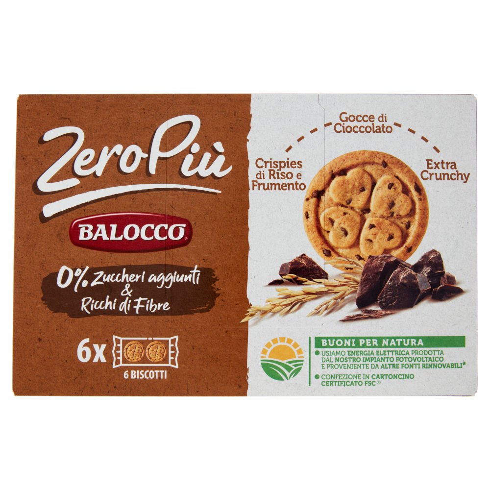 Balocco ZeroPiù Gocce di Cioccolato Crispies di Riso e Frumento 6 x 35 g
