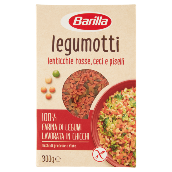 Barilla Legumotti Lenticchie Rosse, Ceci e Piselli in Chicchi 100% Farina di Legumi 300g