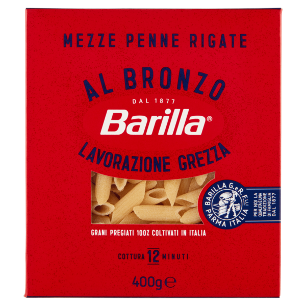 Barilla Pasta Al Bronzo Mezze Penne Rigate 100% grano italiano 400g