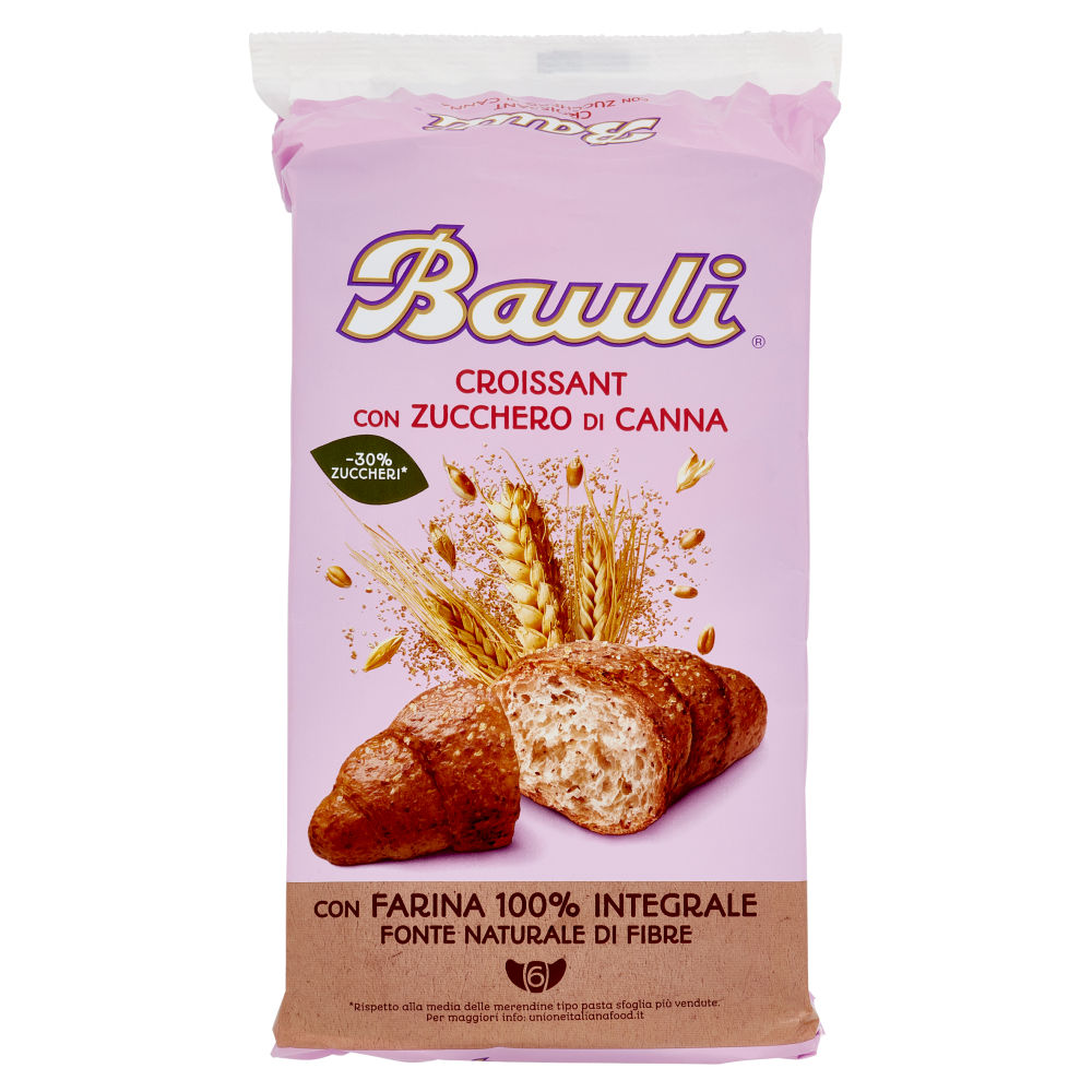 Bauli Croissant con Zucchero di Canna con Farina 100% Integrale 6 x 37 g