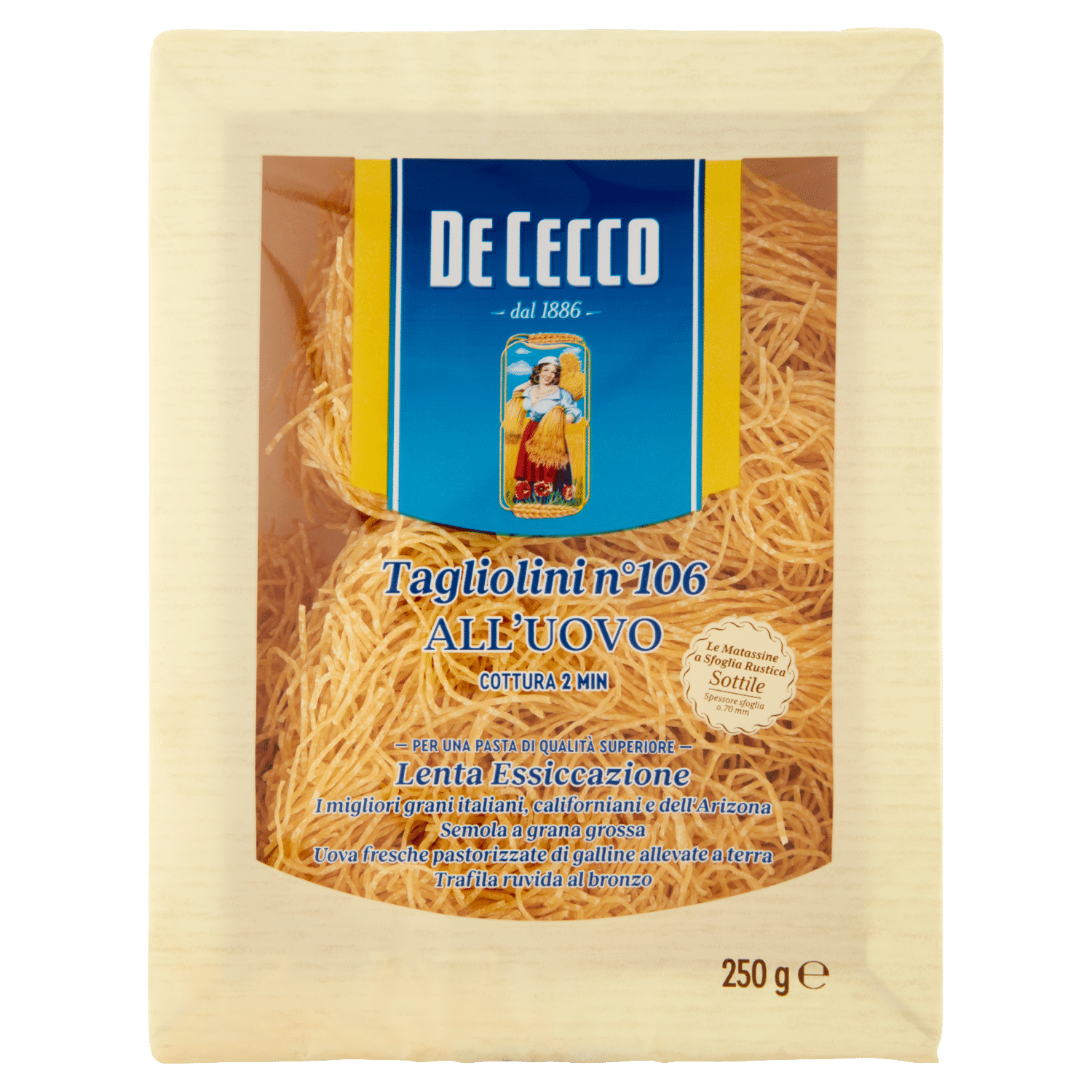 De Cecco Tagliolini n° 106 all'Uovo 250 g