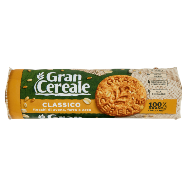 Gran Cereale Biscotti Gran Cereale Classico Fiocchi di Avena Farro Orzo Tubo 250 g