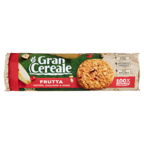 Gran Cereale Biscotti Frutta Nocciole e Mele Tubo 250 g