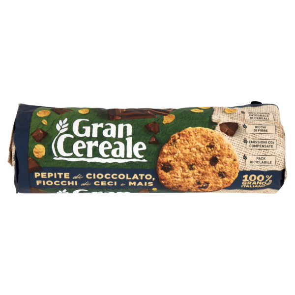 Gran Cereale Biscotti Gran Cereale Pepite di Cioccolato e Fiocchi di Ceci e Mais Tubo 270 g