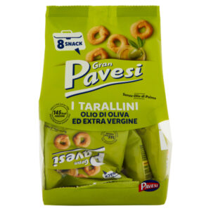 Gran Pavesi Snack Tarallini Olio di Oliva ed Extra Vergine, Senza Olio di Palma, 8 Pacchetti 256g