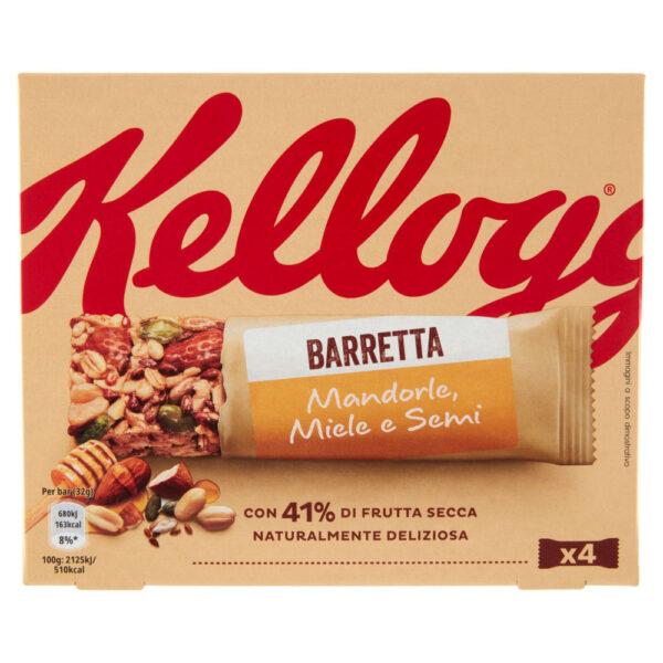 Kellogg's Barretta Mandorle, Miele e Semi 4 x 32 g