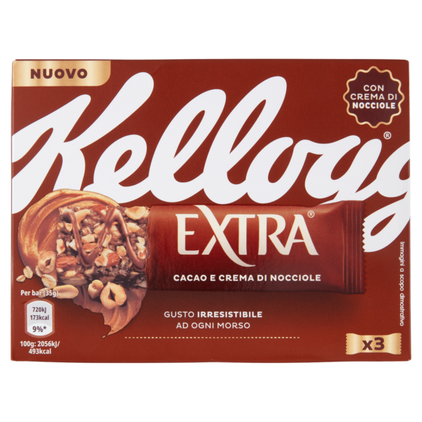 Kellogg's Extra Barretta Cacao con Crema di Nocciole 3 x 35 g