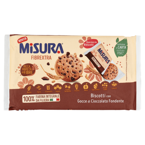 Misura Fibrextra Biscotti con Gocce di Cioccolato Fondente 280 g