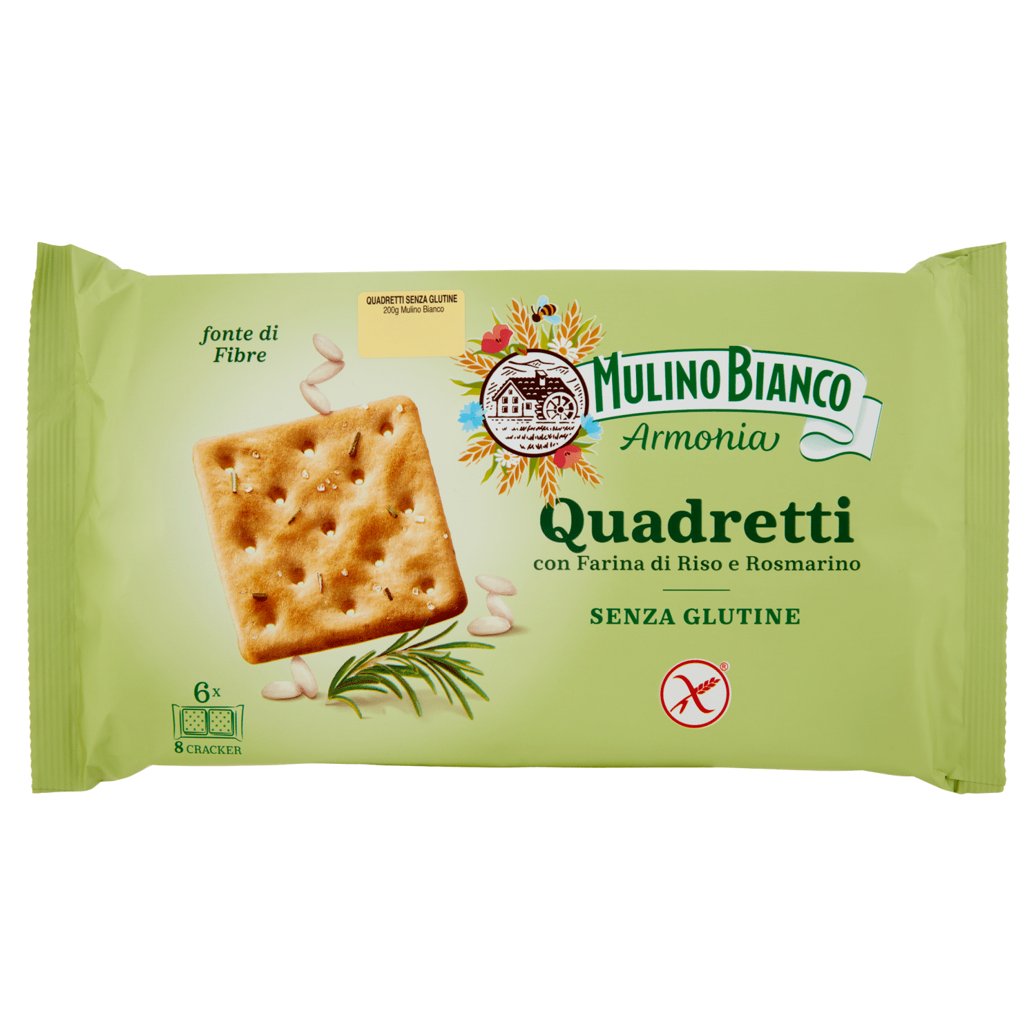 Mulino Bianco Armonia Cracker Senza Glutine Quadretti al Riso e Rosmarino 200g