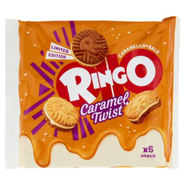 Ringo Caramel Twist Biscotto con Crema al Caramello Salato Snack 6 porzioni 165 g