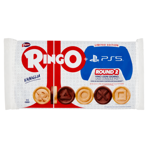 Ringo Limited Edition PlayStation con Crema Vaniglia - Snack merenda - 6 porzioni da 6 biscotti 330g