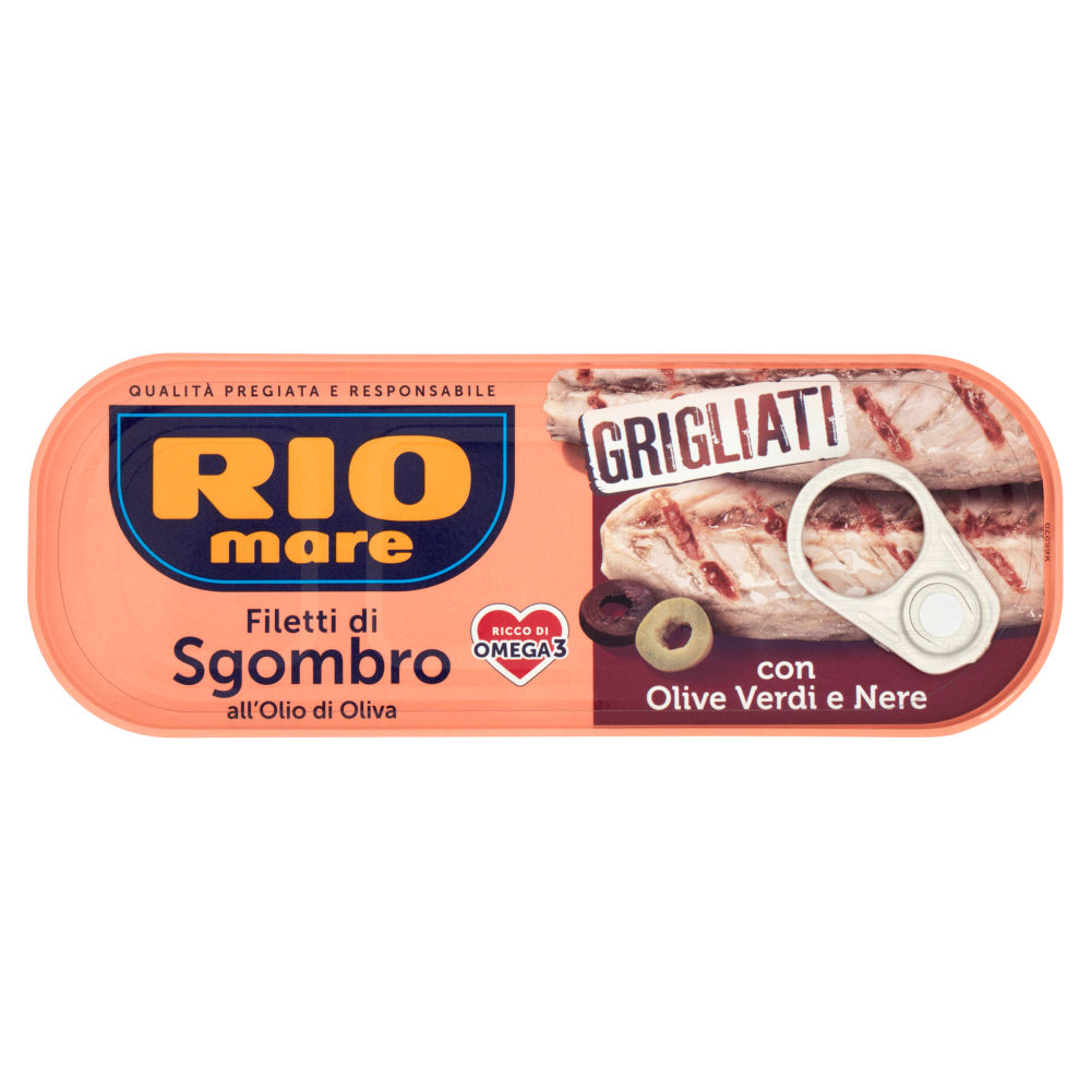 Rio mare Filetti di Sgombro all'Olio di Oliva con Olive Verdi e Nere Grigliati 120 g