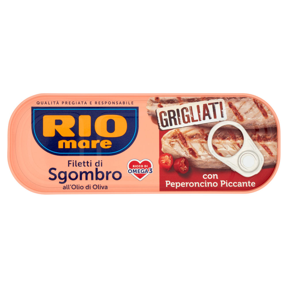 Rio mare Filetti di Sgombro all'Olio di Oliva con Peperoncino Piccante Grigliati 120 g