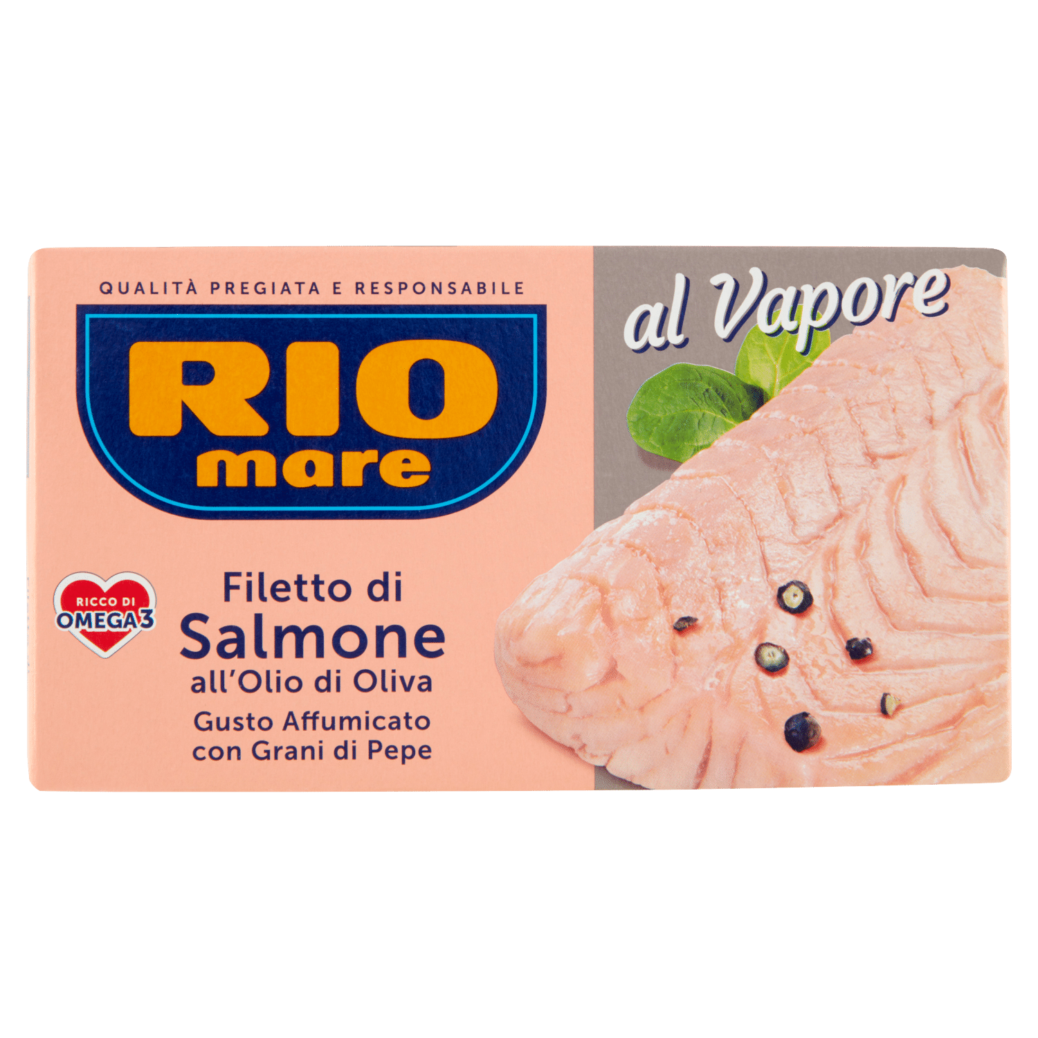 Rio mare Filetto di Salmone all'Olio di Oliva Gusto Affumicato con Grani di Pepe al Vapore 150 g