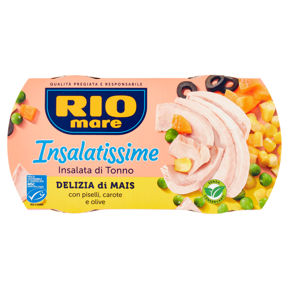 Rio mare Insalatissime Insalata di Tonno Delizia di Mais con piselli, carote e olive 2 x 160 g
