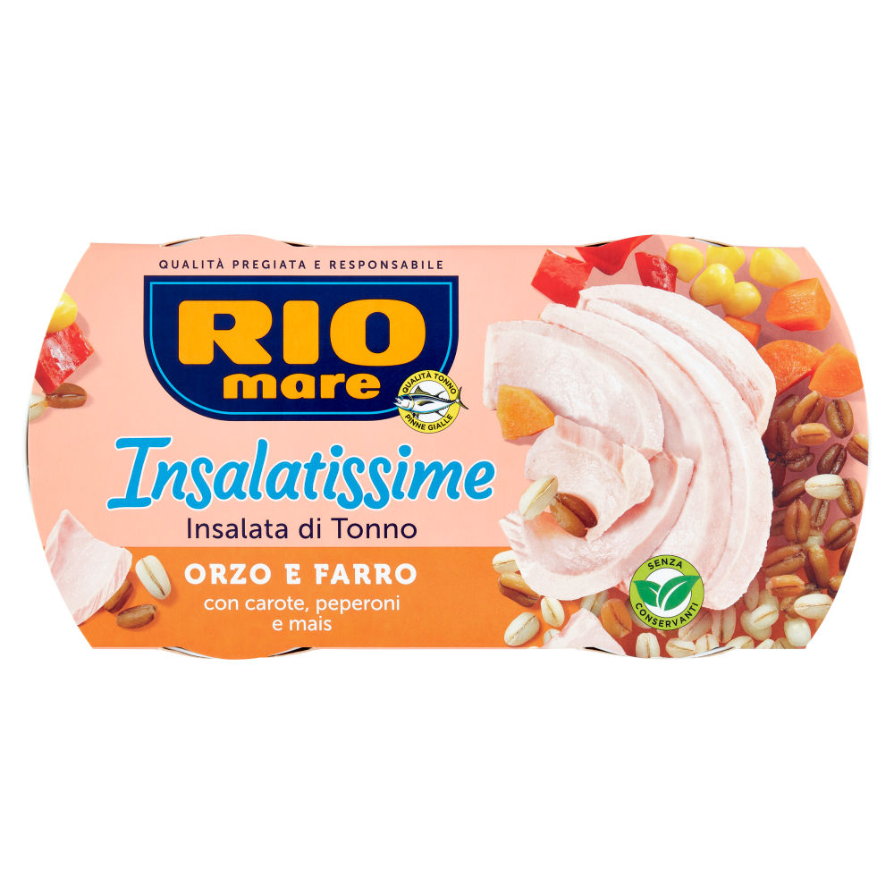 Rio mare Insalatissime Insalata di Tonno Orzo e Farro con carote, peperoni e mais 2 x 160 g