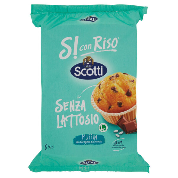 Riso Scotti Si con Riso Senza Lattosio Muffin con riso e gocce di cioccolato 6 x 37 g