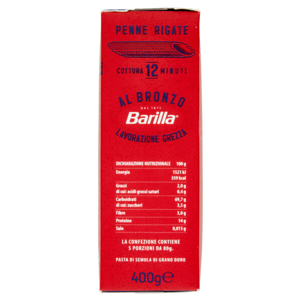 Barilla Pasta Al Bronzo Penne Rigate 100% grano italiano 400g - immagine 3