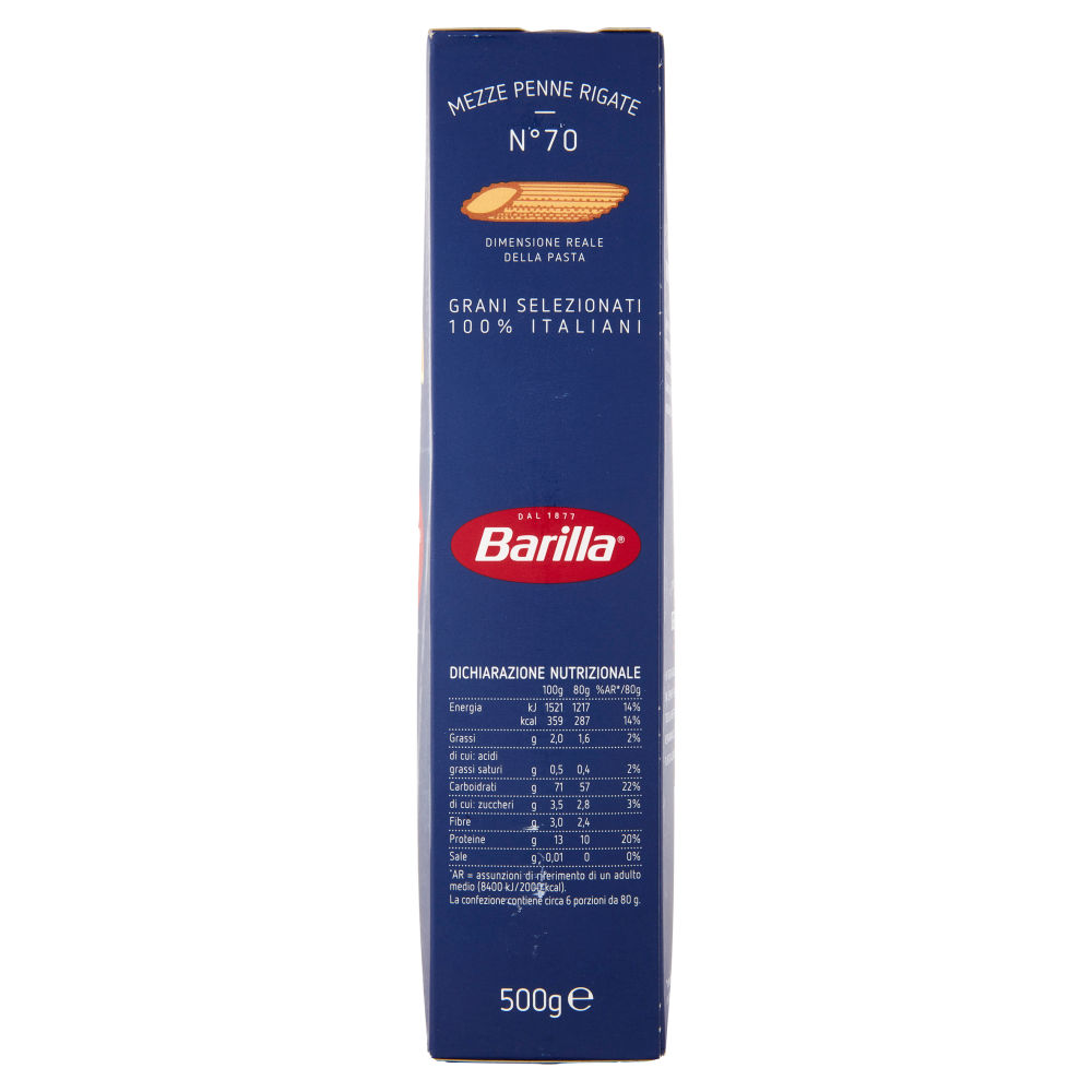 Barilla Pasta Mezze Penne Rigate n.70 100% Grano Italiano 500g - immagine 3