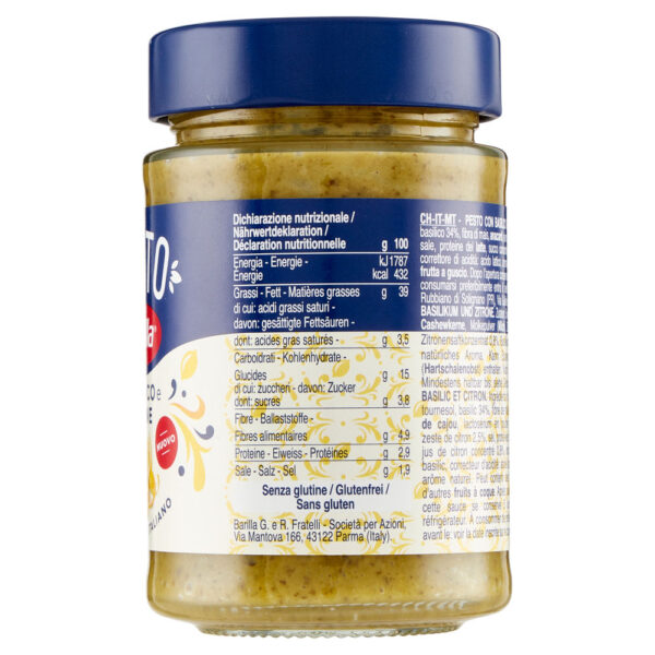 Barilla Pesto Basilico e Limone Condimento e Sugo per Pasta 190g - immagine 3