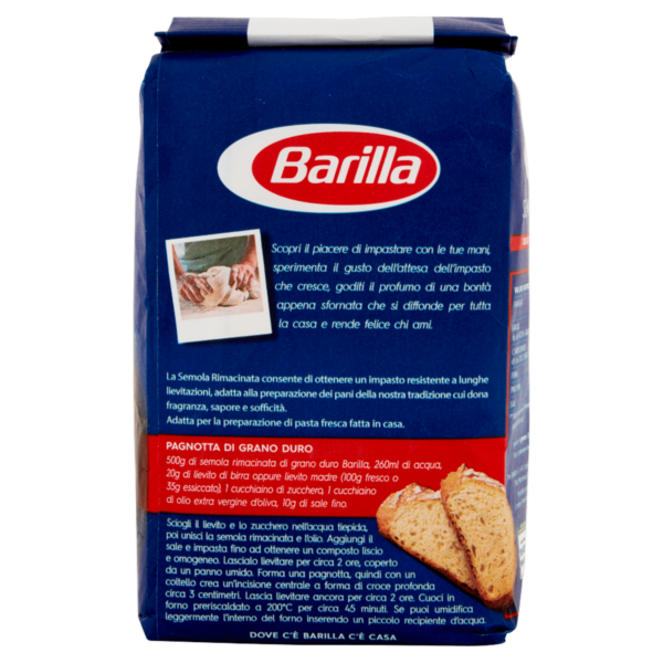 Barilla Semola Rimacinata Grano Duro Ideale per Pane e Pasta Fresca 1000g - immagine 2