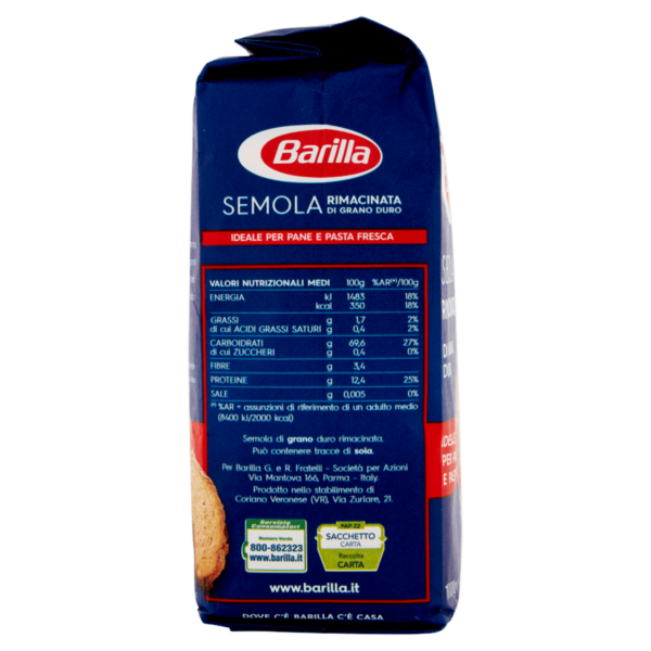 Barilla Semola Rimacinata Grano Duro Ideale per Pane e Pasta Fresca 1000g - immagine 3