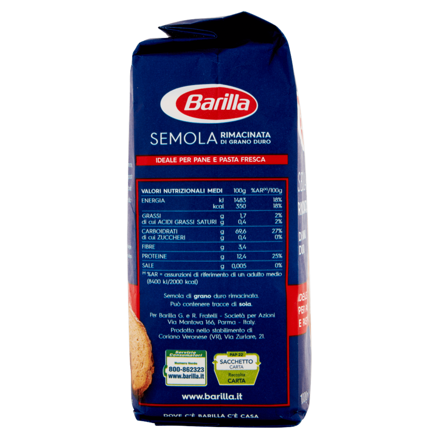 Barilla Semola Rimacinata Grano Duro Ideale per Pane e Pasta Fresca 1000g - immagine 3