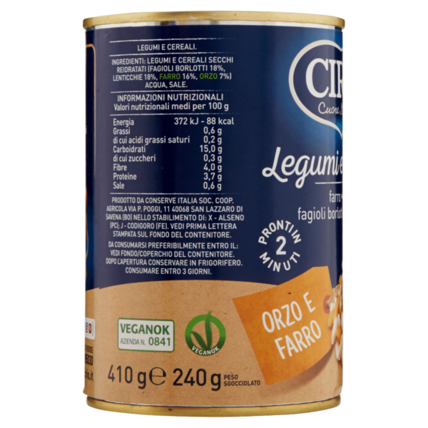 Cirio Legumi e Cereali Orzo e Farro 410 g - immagine 2