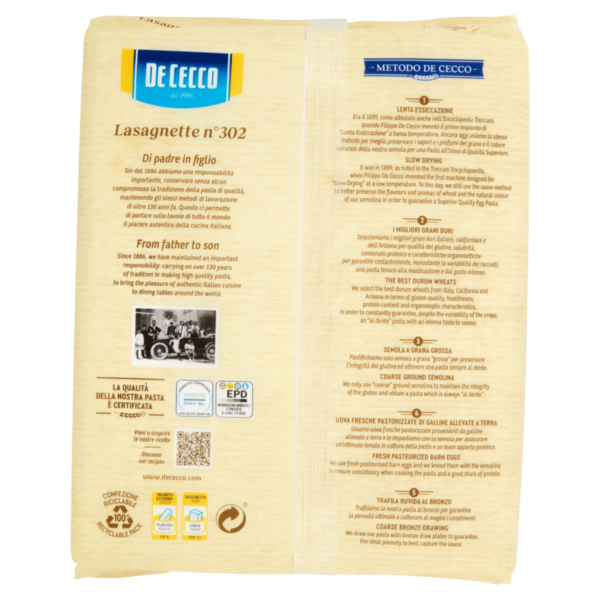 De Cecco Lasagnette n° 302 all'Uovo 500 g - immagine 2