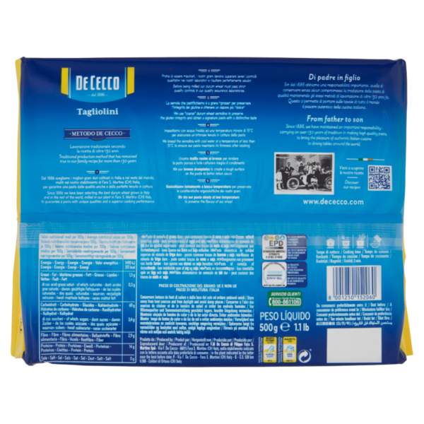 De Cecco Le Specialità Tagliolini n° 206 500 g - immagine 2