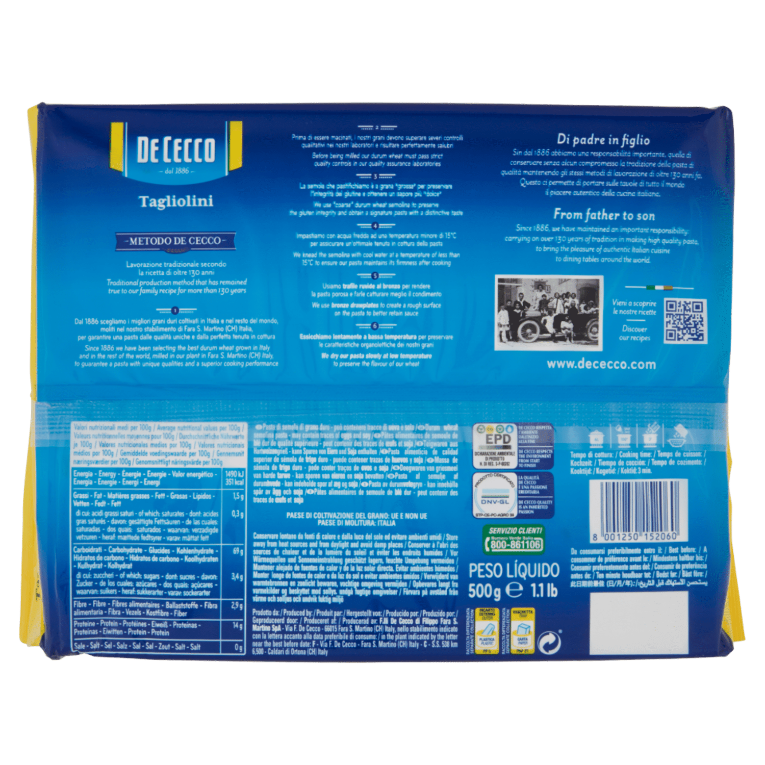 De Cecco Le Specialità Tagliolini n° 206 500 g - immagine 2