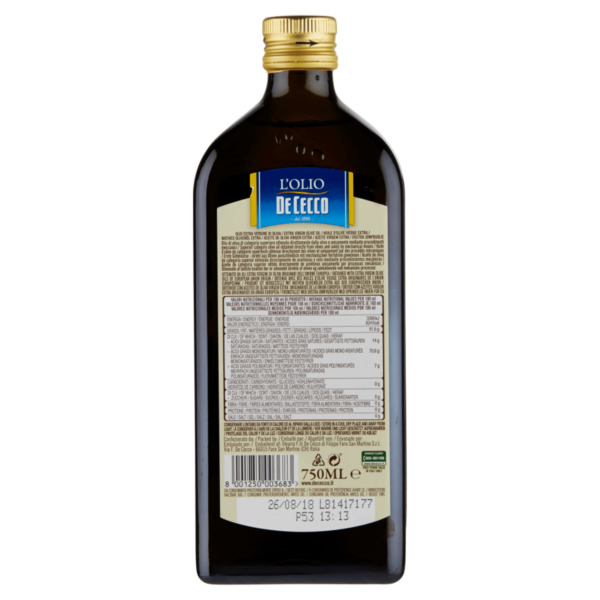 De Cecco L'Olio Piacere Olio Extra Vergine di Oliva 750 ml - immagine 2