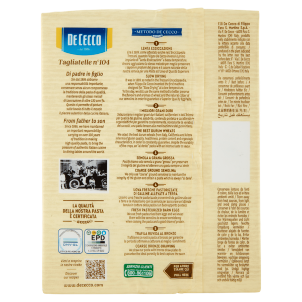De Cecco Tagliatelle all'Uovo n° 104 250 g - immagine 2