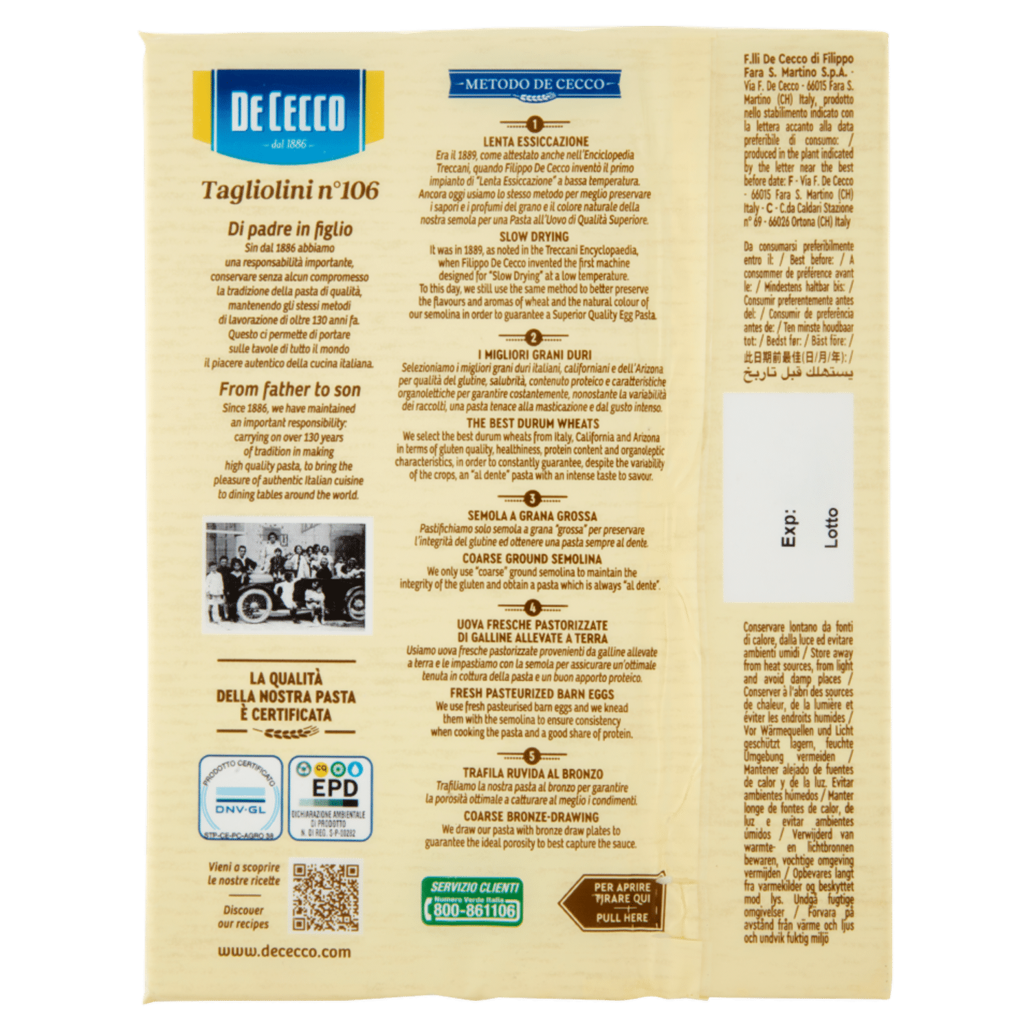 De Cecco Tagliolini n° 106 all'Uovo 250 g - immagine 2