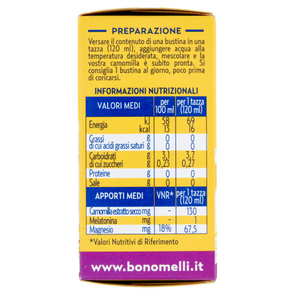 Bonomelli Estratto di Camomilla Solubile con Melatonina e con Magnesio Senza Zuccheri 16 x 4,5 g - immagine 2