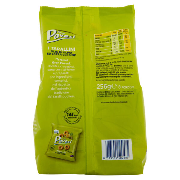 Gran Pavesi Snack Tarallini Olio di Oliva ed Extra Vergine, Senza Olio di Palma, 8 Pacchetti 256g - immagine 2