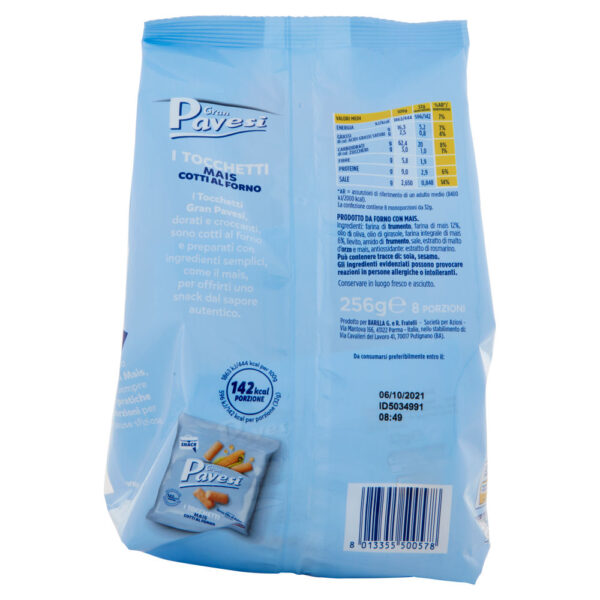 Gran Pavesi Snack Tocchetti, Snack al Mais Cotti al Forno, Senza Olio di Palma, 8 Pacchetti 256g - immagine 2