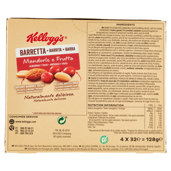 Kellogg's Barretta Mandorle e Frutta 4 x 32 g - immagine 2