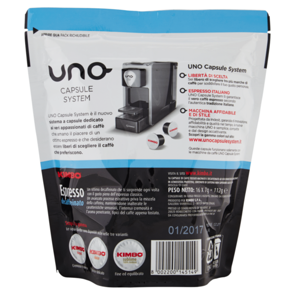 Kimbo Uno capsule system Espresso decaffeinato 16 x 7 g - immagine 2