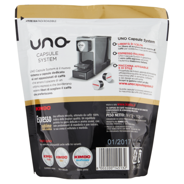 Kimbo Uno capsule system Espresso sublime 100% arabica 16 x 7 g - immagine 2