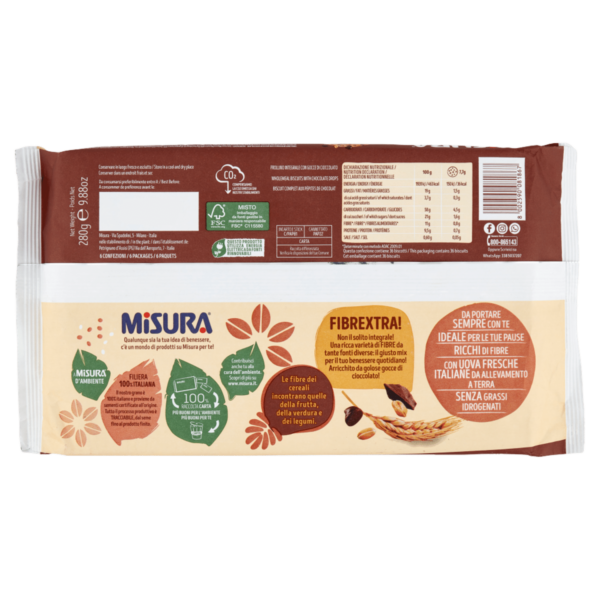Misura Fibrextra Biscotti con Gocce di Cioccolato Fondente 280 g - immagine 2