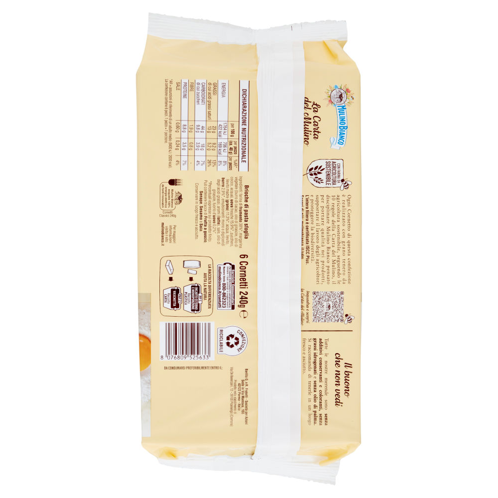 Mulino Bianco Cornetti Classici Merenda senza Additivi Conservanti 6 pezzi 240g - immagine 2