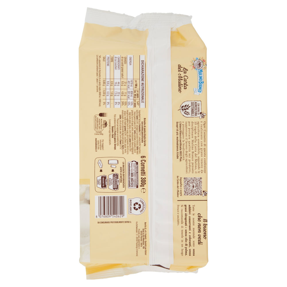 Mulino Bianco Cornetti Crema Merenda senza Additivi Conservanti 6 pezzi 300g - immagine 2