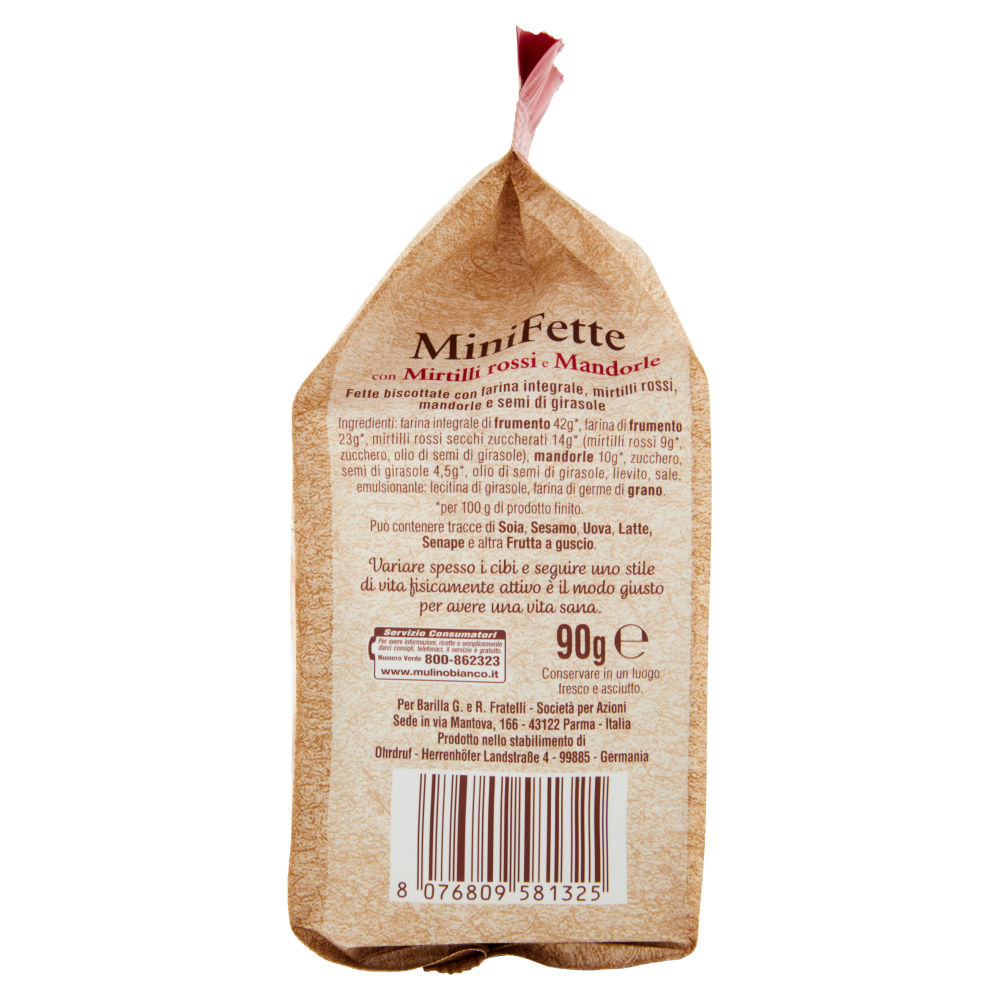 Mulino Bianco Mini Fette Biscottate con Mirtilli Rossi e Mandorle 90g - immagine 3