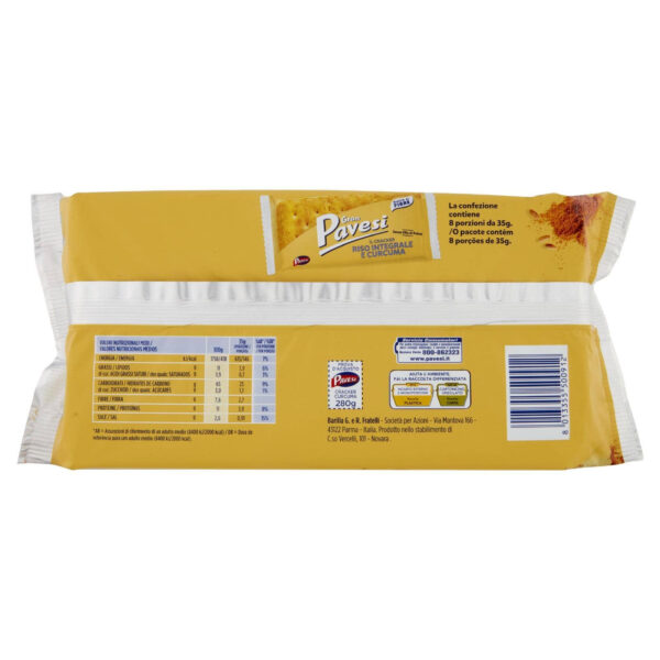 Gran Pavesi Crackers Riso Integrale Curcuma 8 Porzioni 280g - immagine 2