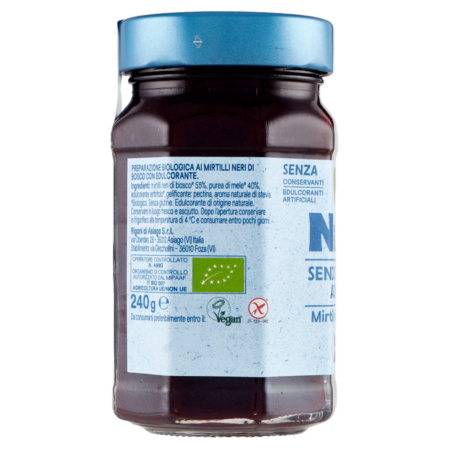 Rigoni di Asiago Natù Senza Zuccheri Aggiunti* Mirtilli neri di bosco bio 240 g - immagine 2