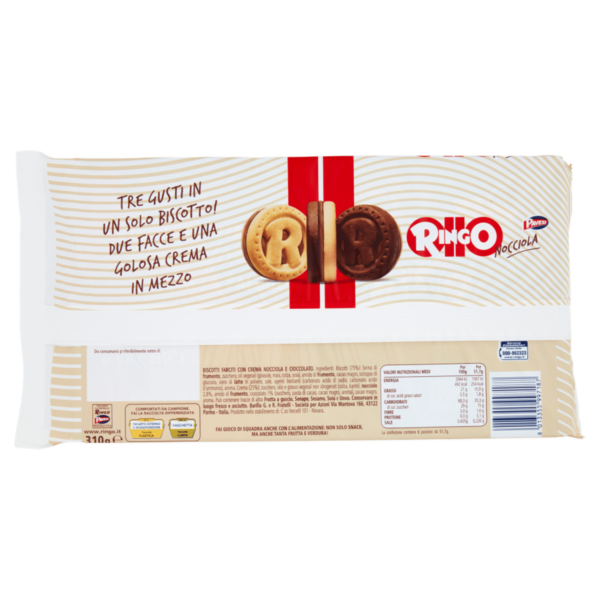 Ringo Nocciola Biscotti Farciti con Crema Nocciola Snack Merenda 6 porzioni 310g - immagine 2