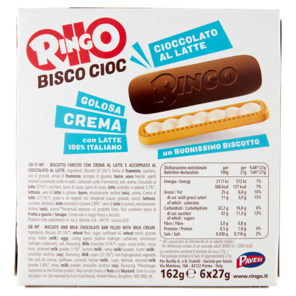 Ringo Snack Bisco Cioc Snack con Latte Italiano 6 porzioni 162g - immagine 2