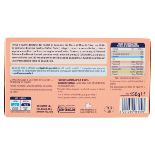 Rio mare Filetto di Salmone all'Olio di Oliva al Vapore 150 g - immagine 2
