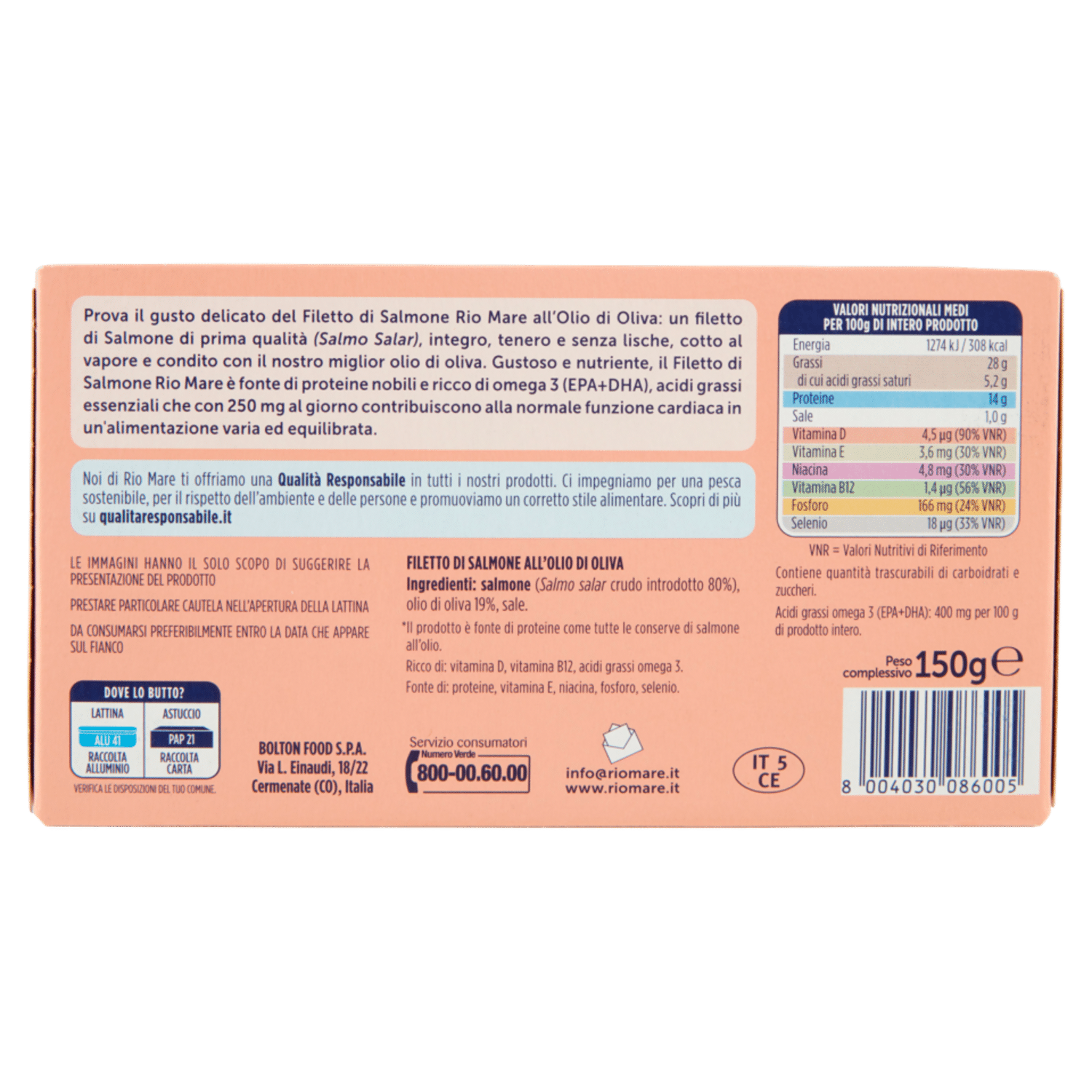 Rio mare Filetto di Salmone all'Olio di Oliva al Vapore 150 g - immagine 2